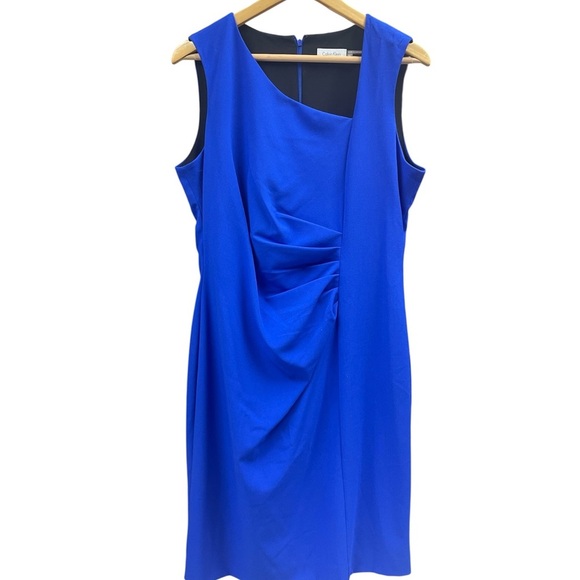 Calvin Klein Asymmetrical Royal Blue Dress - Picture 1 of 3